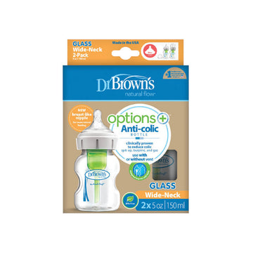 Dr Brown's Μπιμπερό με φαρδύ λαιμό γυάλινο OPTIONS+ 2x150mL